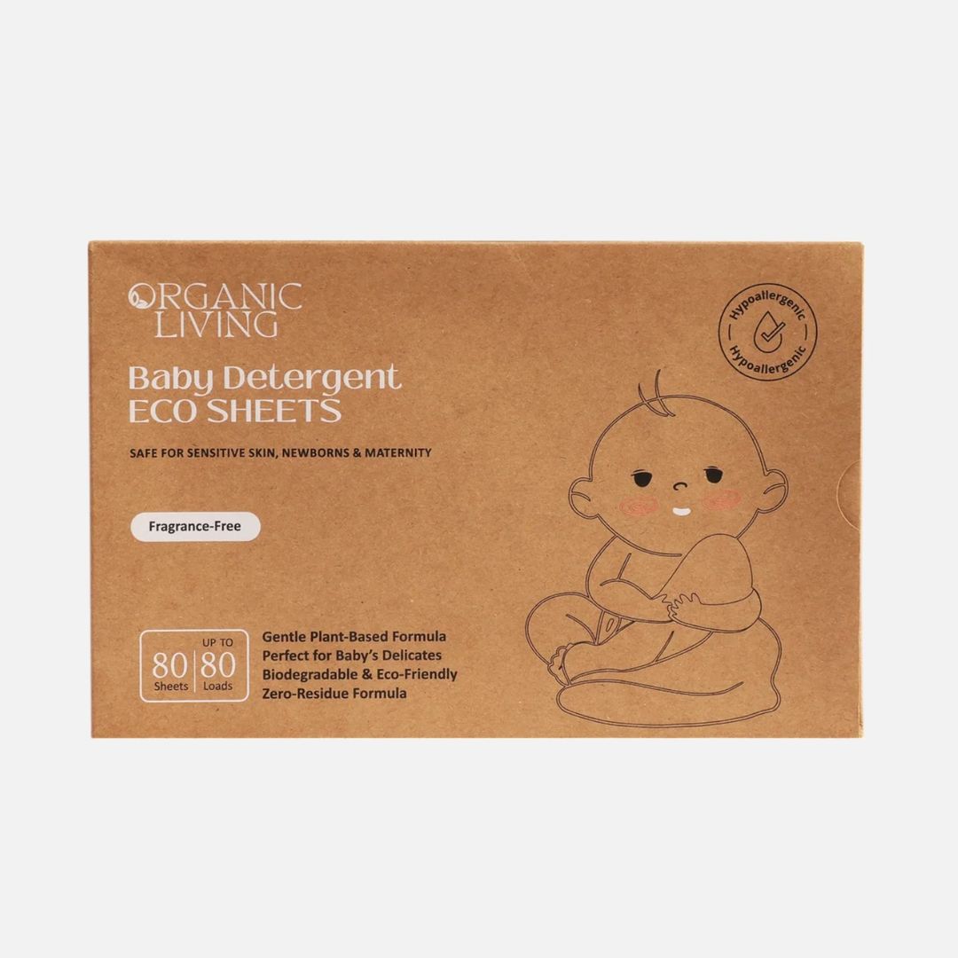 Organic Living Fragrance-Free Baby Laundry Detergent Sheets, Fragrance Free, 80 Sheets