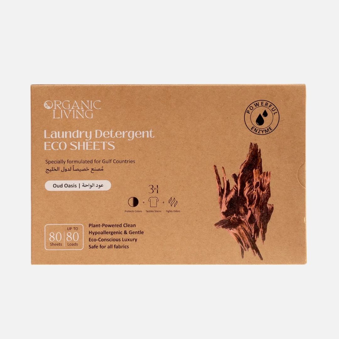 Organic Living Oud-Scented Eco Laundry Detergent Sheets, Natural Agarwood (Oud) 80 sheets