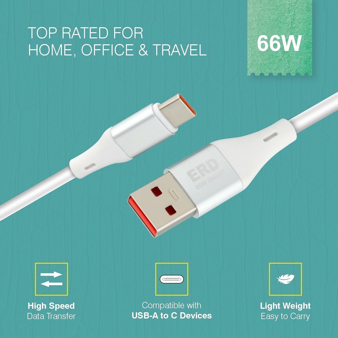 ERD UC-242 Type C Smart Metal Casing Data Cable (66W, 1 Meter)