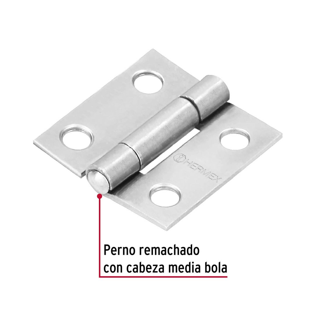 Bisagra rectangular 1' acero pulido, HERMEX