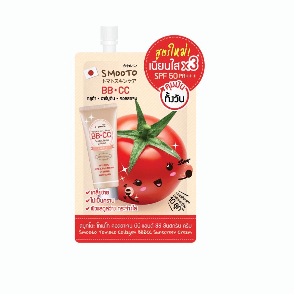 Smooto Tomato Collagen BBCC Sunscreen Cream (1 Box = 6 sachets)