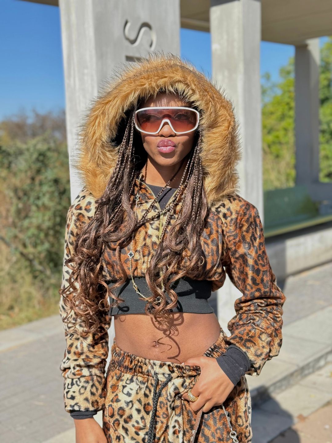 Brown cheetah tracksuit 