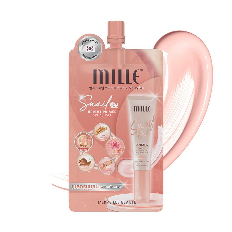 Mille Foundation Cream Base Sachets - Snail Bright Primer (1 box = 6 sachets)