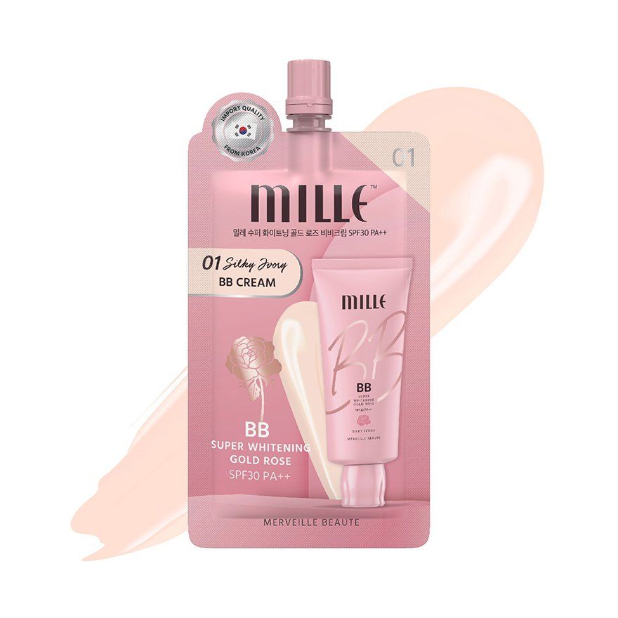 Mille Foundation Cream Base Sachets - BB Pink Envelope (1 box = 6 sachets)