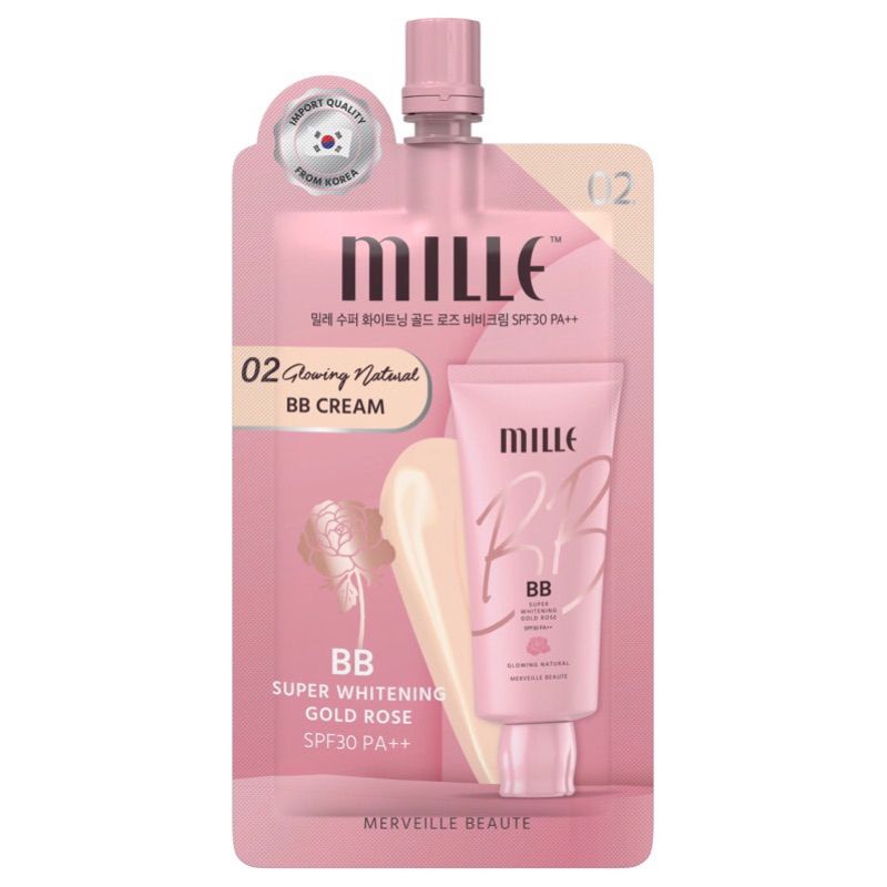 Mille Foundation Cream Base Sachets - BB 02 Pink Envelope (1 box = 6 sachets)