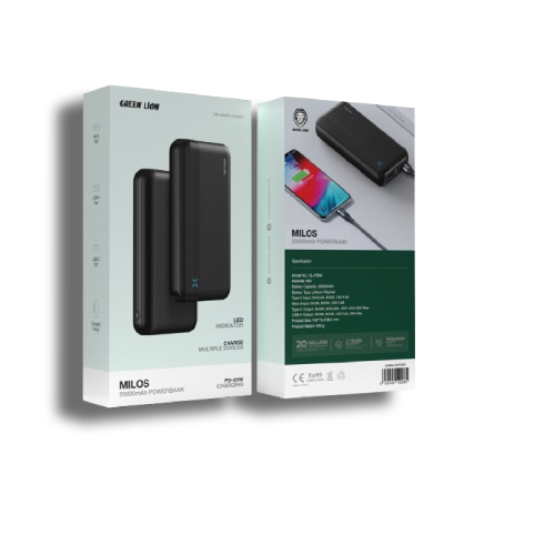 Green Lion Milos 20000mAh Power Bank PD 20W - Black 