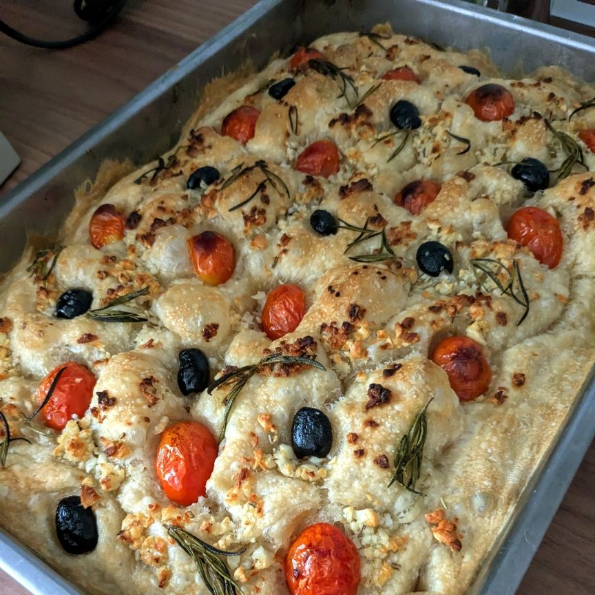 Cherry Tomatoes & Olives Focaccia