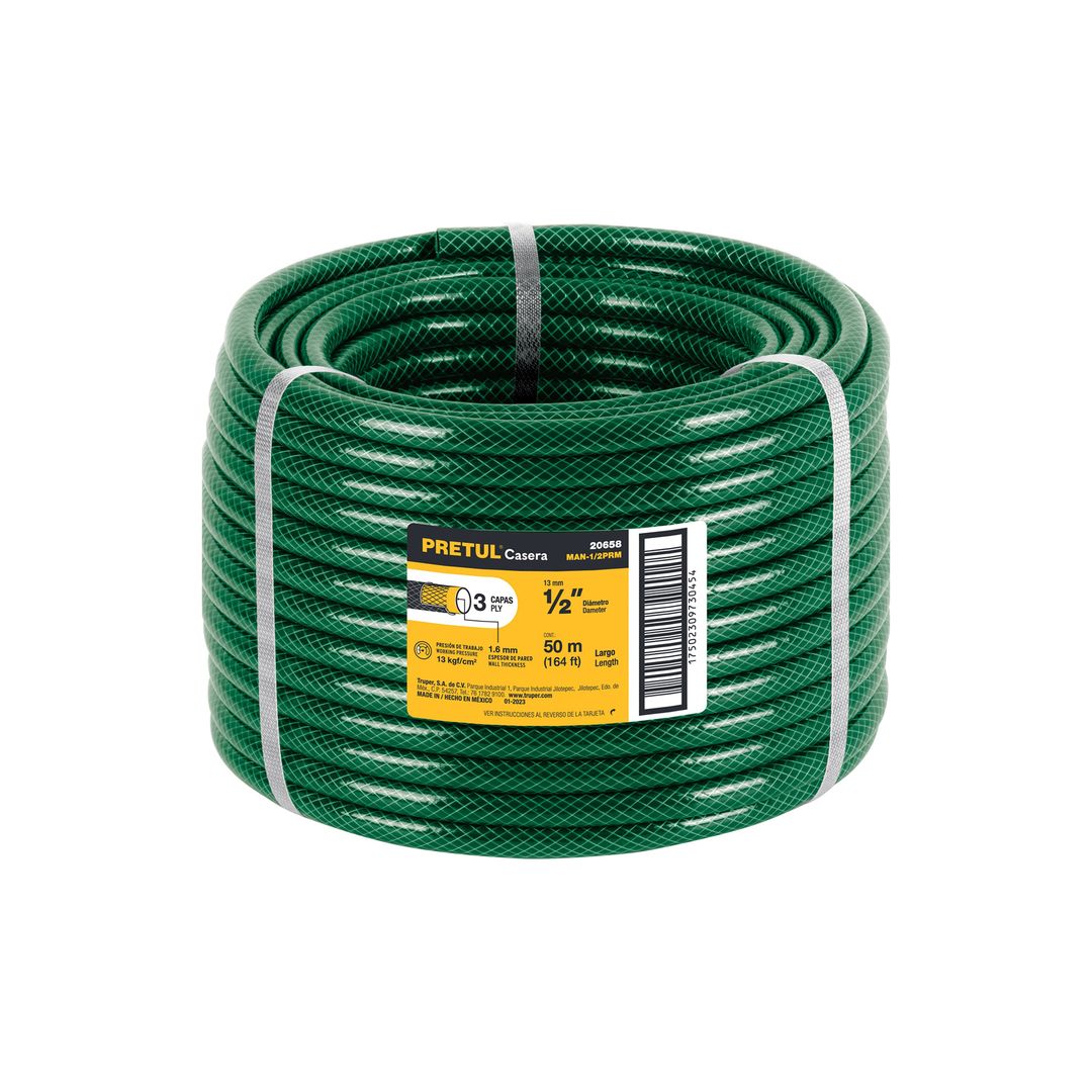 Metro de manguera 1/2' 3 capas en rollo de 50 m, Pretul
