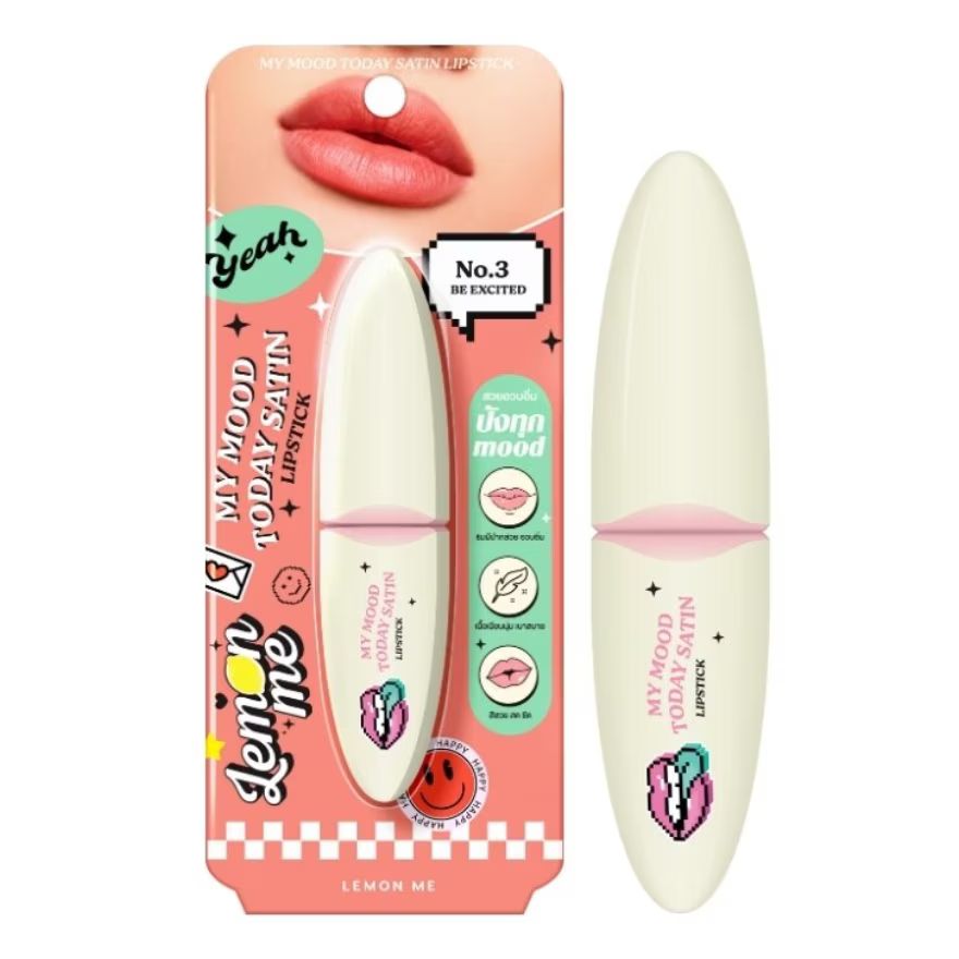 Lemon Me My Mood Today Satin Lipstick (4g) - #03 Be Excited