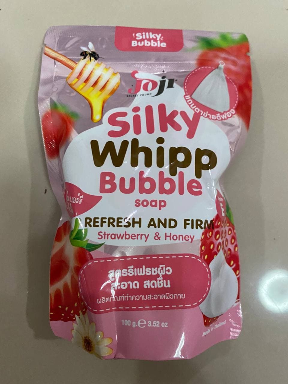 Joji Silky Whipp Bubble Soap (100g) - Refresh & Firm Strawberry & Honey