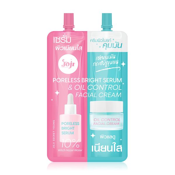 Joji Sachet 2in 1 Poreless Bright Serum & Oil Control Facial Cream (1 box = 6 sachets)