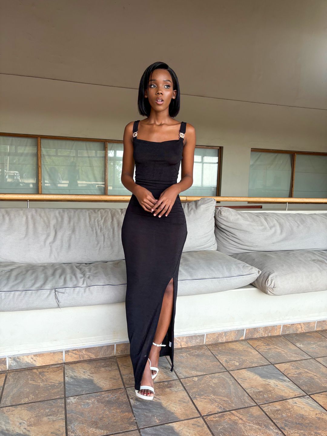 Terracotta slit bodycon