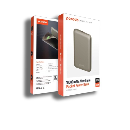 Porodo 10000mAh 20W PD Aluminium Power Bank