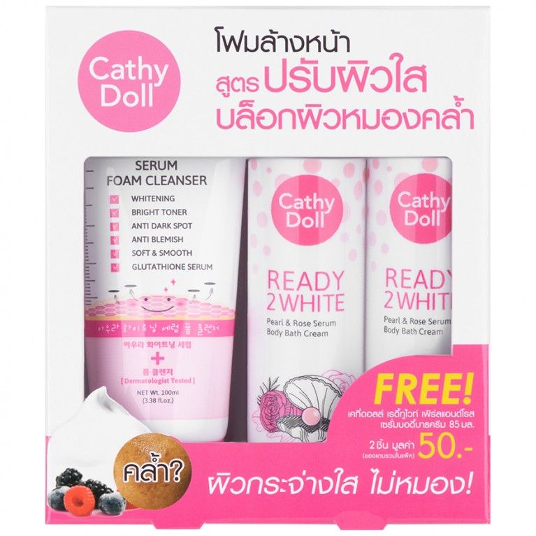 Cathy Doll Ready 2 White One Day Whitening Serum Foam 100ml + Body Bath Cream 85ml 2Pcs