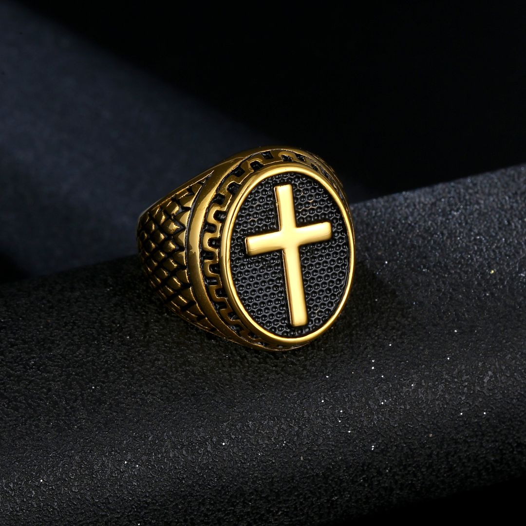 Chevalière Croix en acier inoxydable 