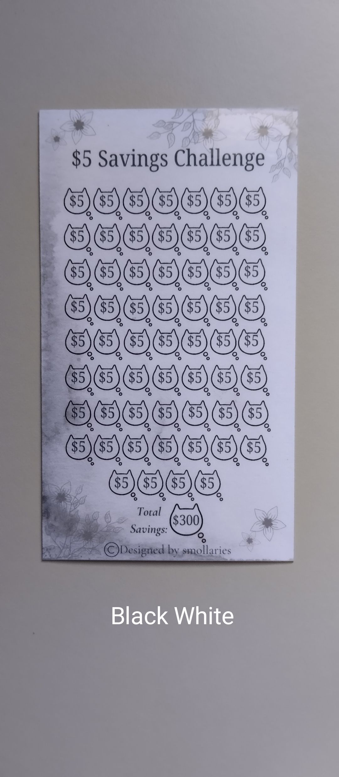 $5 Savings Challenge - Cat Design