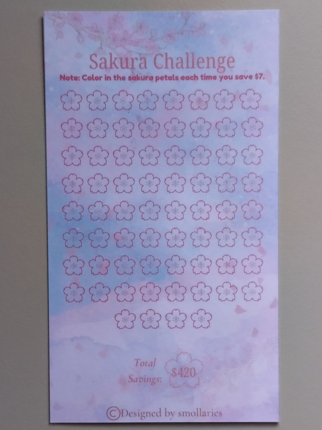 Sakura Challenge (Savings Challenge Trackers)