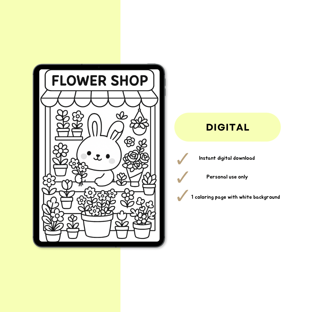 Flower shop ~ coloring page digital download 