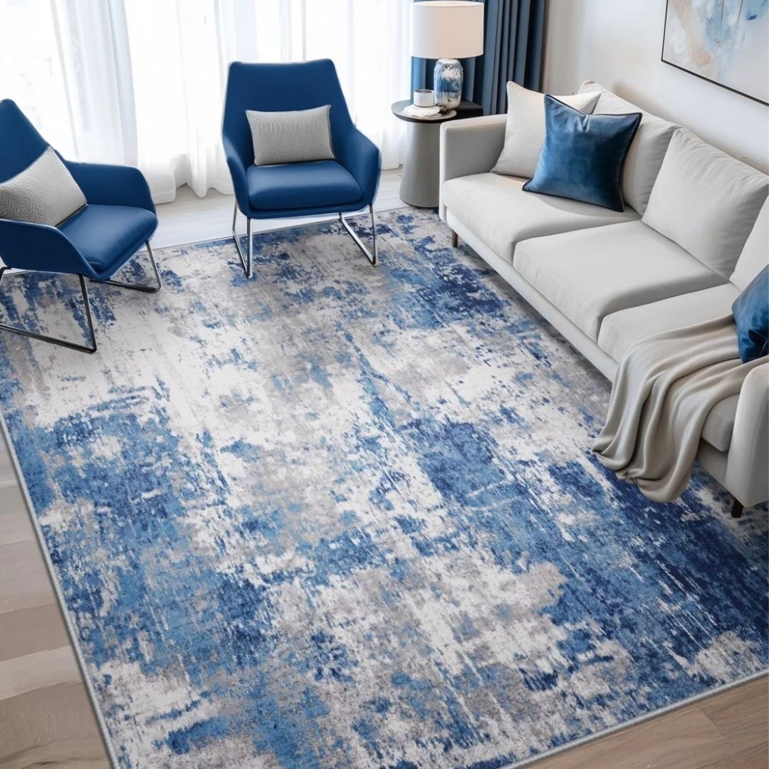 Modern Abstract Area Rug - Blue/Grey