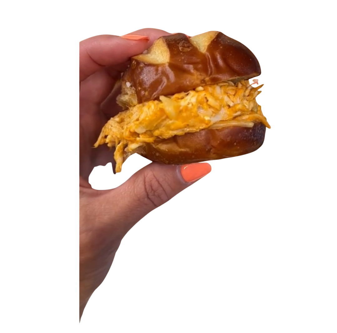Buffalo Chicken Pretzel Sliders