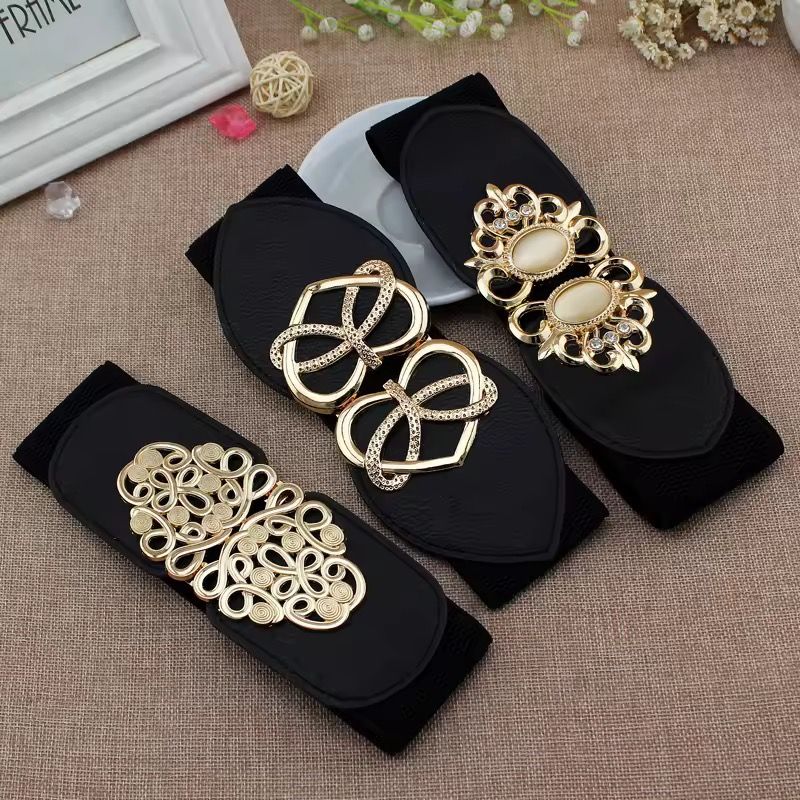 Famous Designer Corset Belt for Outfits Fashion Elastic Dress Belt Black Big Plus Size 75cm Length Women Elastic Belts