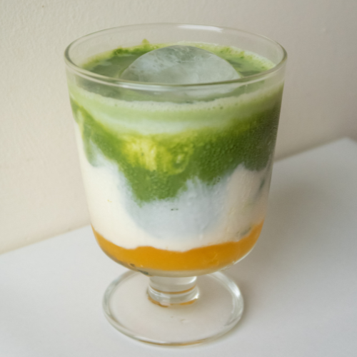 mango matcha latte (iced)
