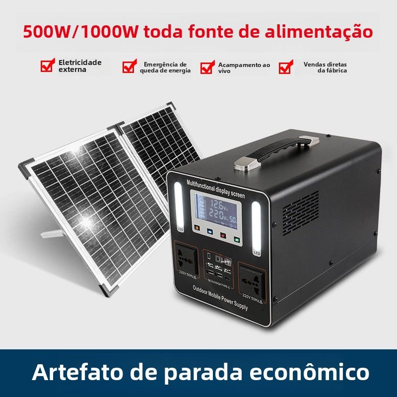 Fonte de energia portátil doméstica de fosfato de ferro e lítio para uso externo, reserva de carregamento de emergência e armazenamento de energia para famílias.