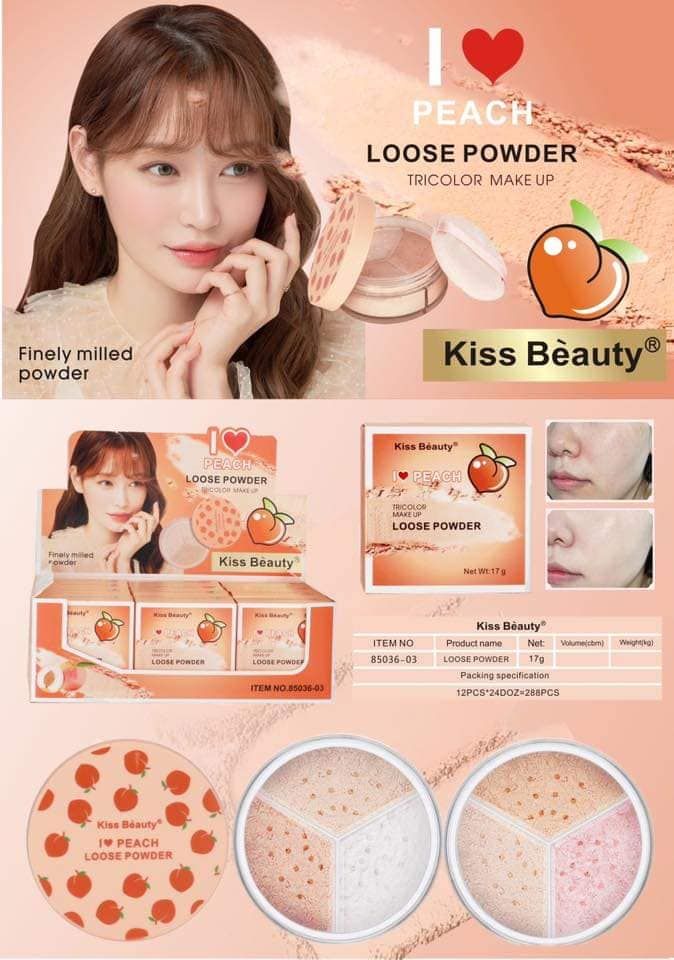 Kiss Beauty 3 in 1 Peach Make Up Loose Powder Shade 01 (Box of 12)
