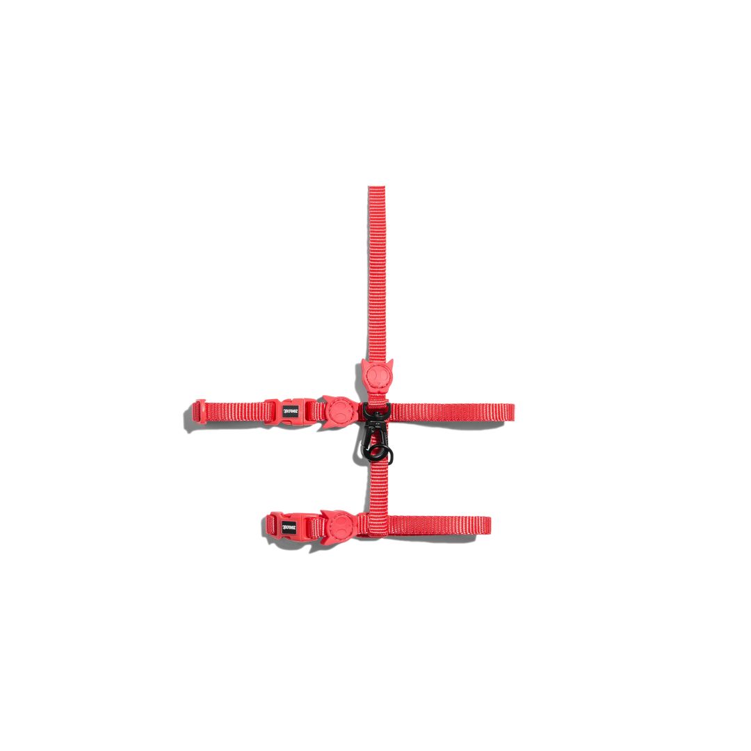 Neon Coral Cat Harness & Leash 