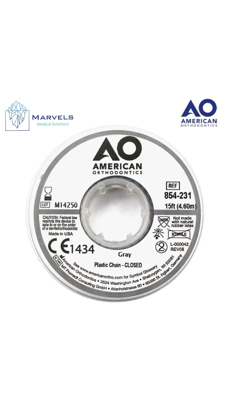 PLASTIC CHAIN 15' CLOSED GRAY