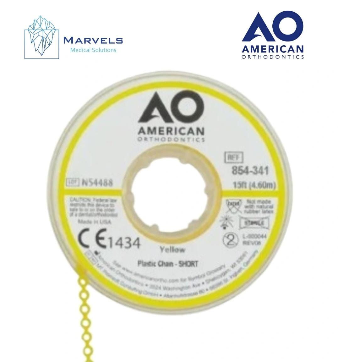 PLASTIC CHAIN 15' SHORT YELLOW