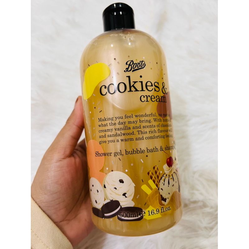 Boots Shower Gel Bubble Bath & Shampoo 500ml - Cookies & Cream