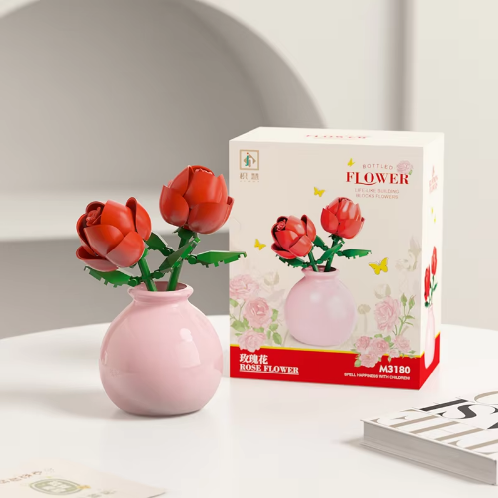 Bottled Red Rose Mini Bricks