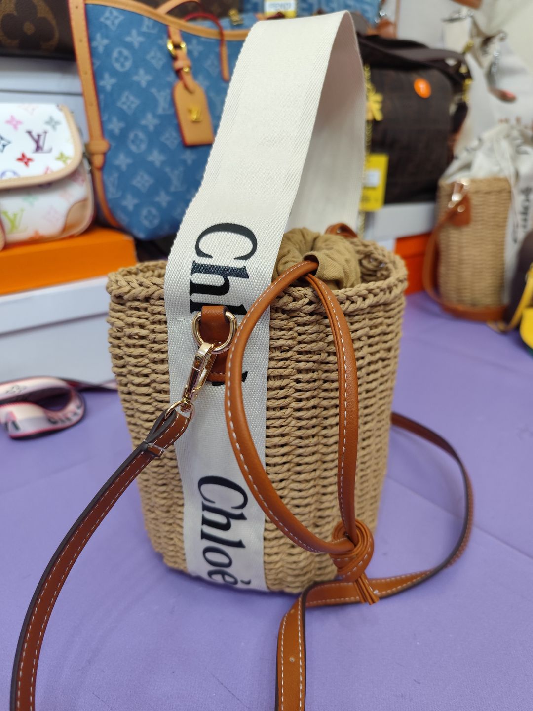 Bolsos CHLO, cubo mimbre