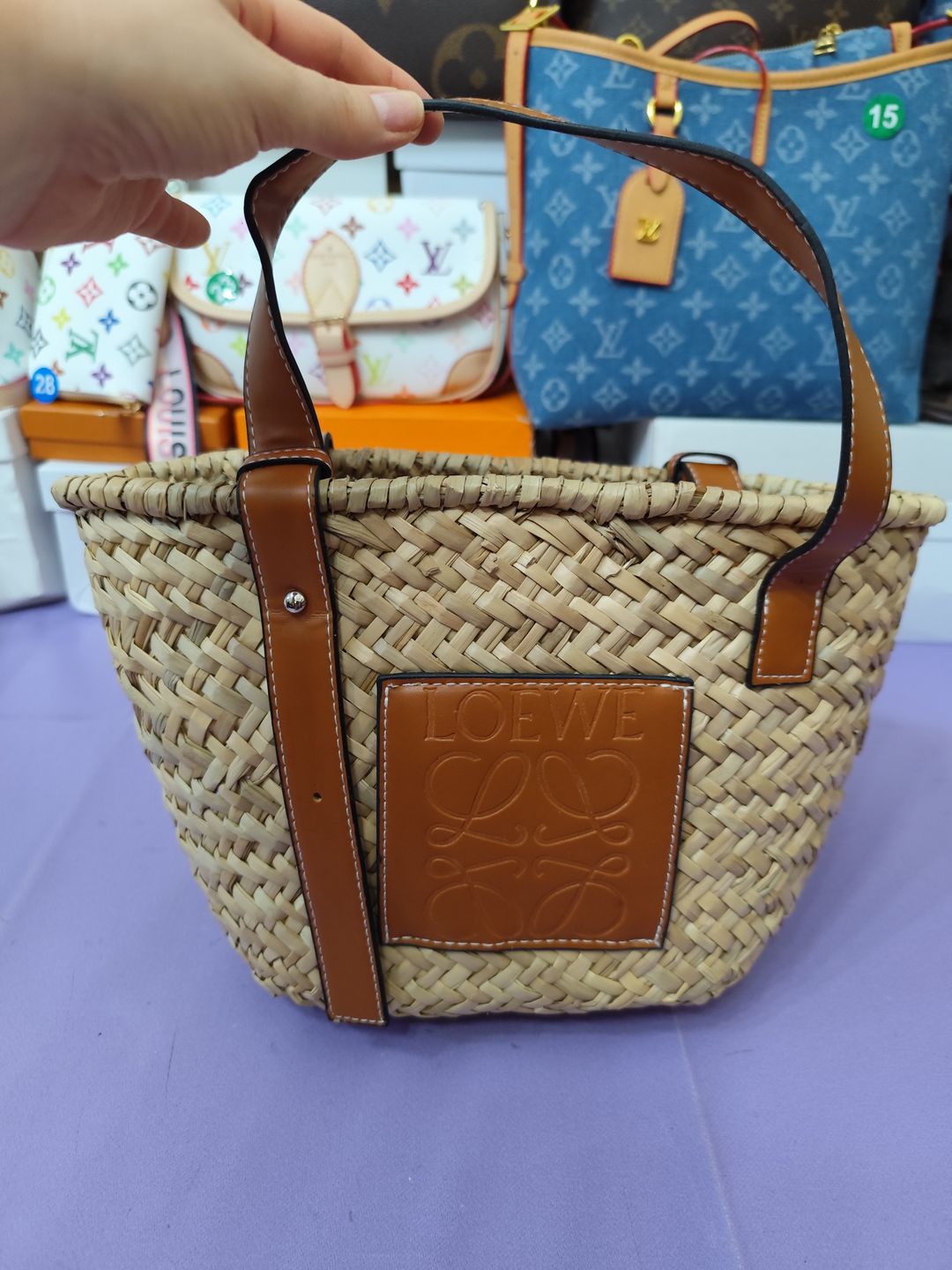 Bolsos LOE, mimbre mediano marrón 