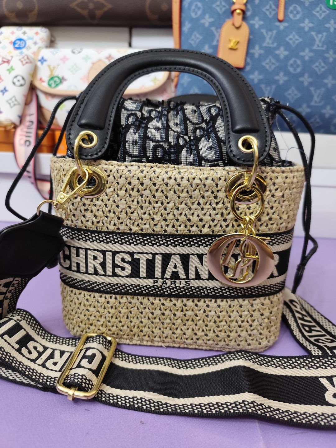 Bolsos CD, mimbre pequeño, negro