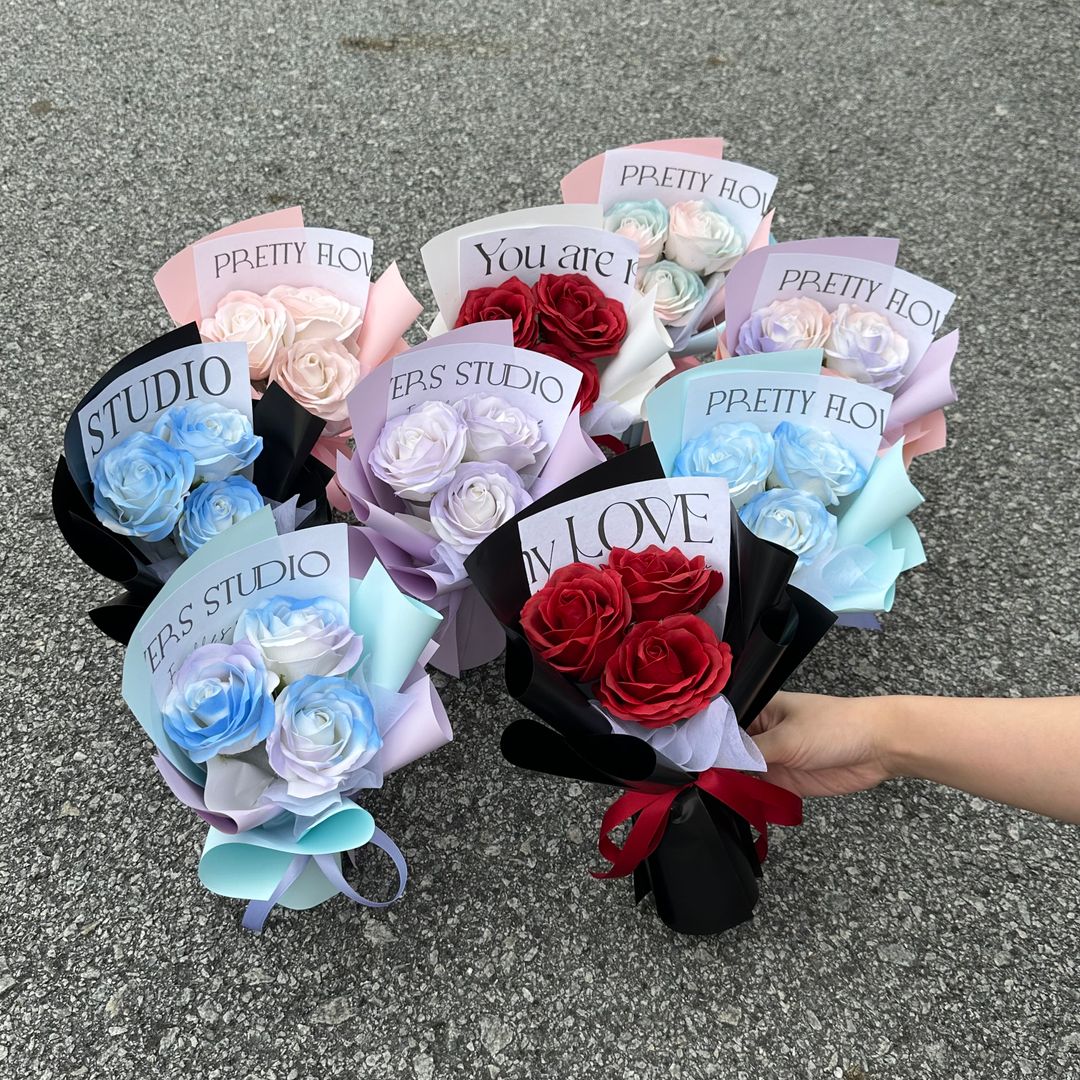 3 stalk Soap Rose Bouquet 