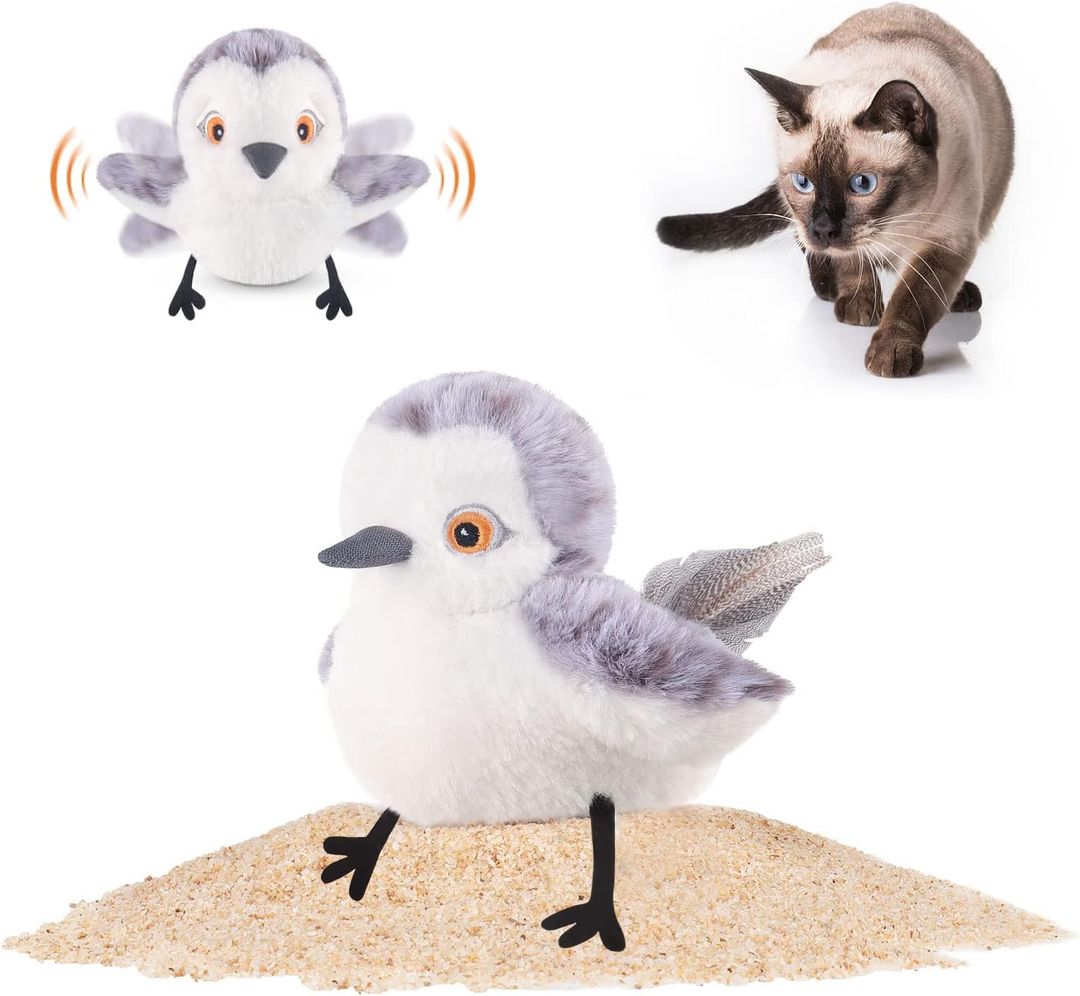 JUGUETE INTERACTIVO PAJARITO CON SONIDOS Y ALETEO PARA GATOS