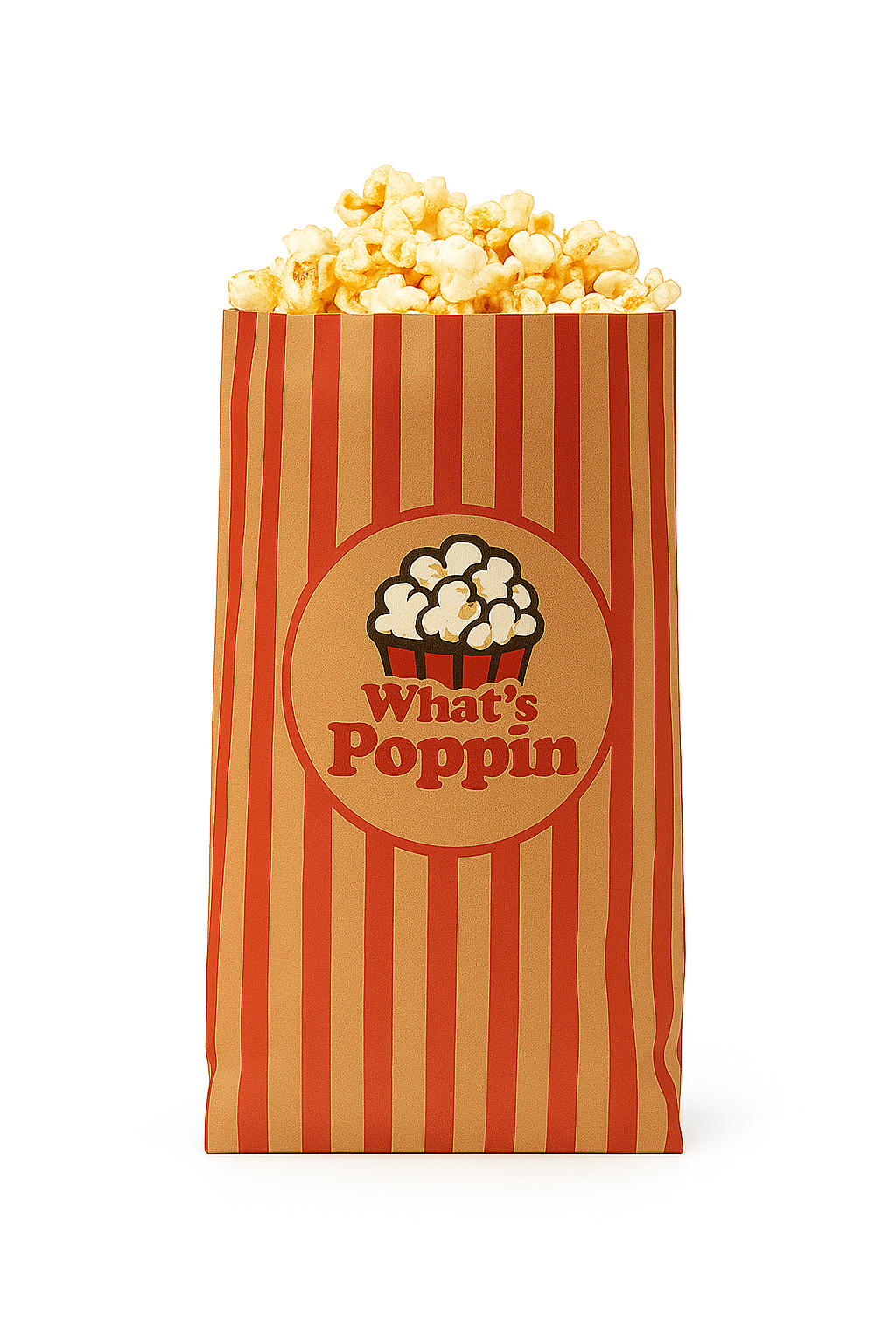 “WHAT’S POPPIN” TREAT TAKEOUT BAGS - BROWN & RED