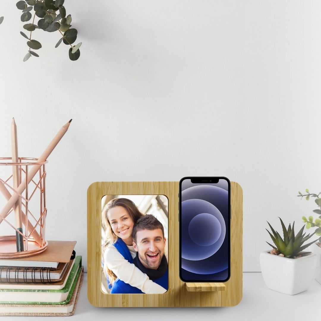 Bamboo Wireless Charger & Photo Frame-NT