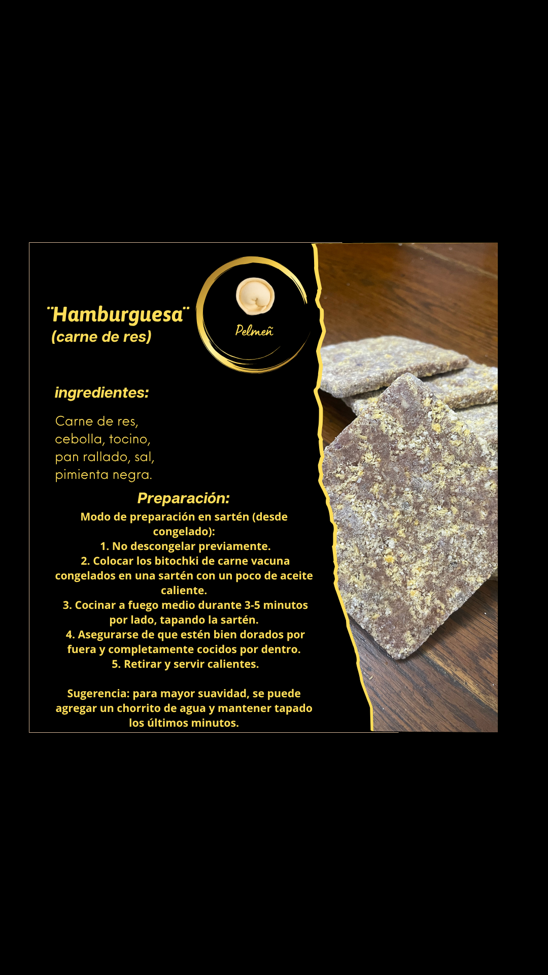 Котлета для бутерброда (говядина (6шт - 500гр)) / Hamburguesa carne de res (6un - 500gr)