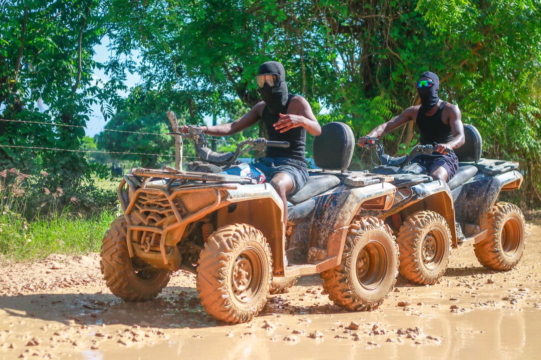 { ATV TOUR for 1 rider per ATV }Get ready for a wild ride! You'll drive your own buggy through muddy trails, explore a hidden cave, visit a traditional Dominican house for local tastings (like coffee, cacao & mamajuana), and finish off with a swim at the stunning Macao Beach. Adventure, culture, and fun—all in one tour!