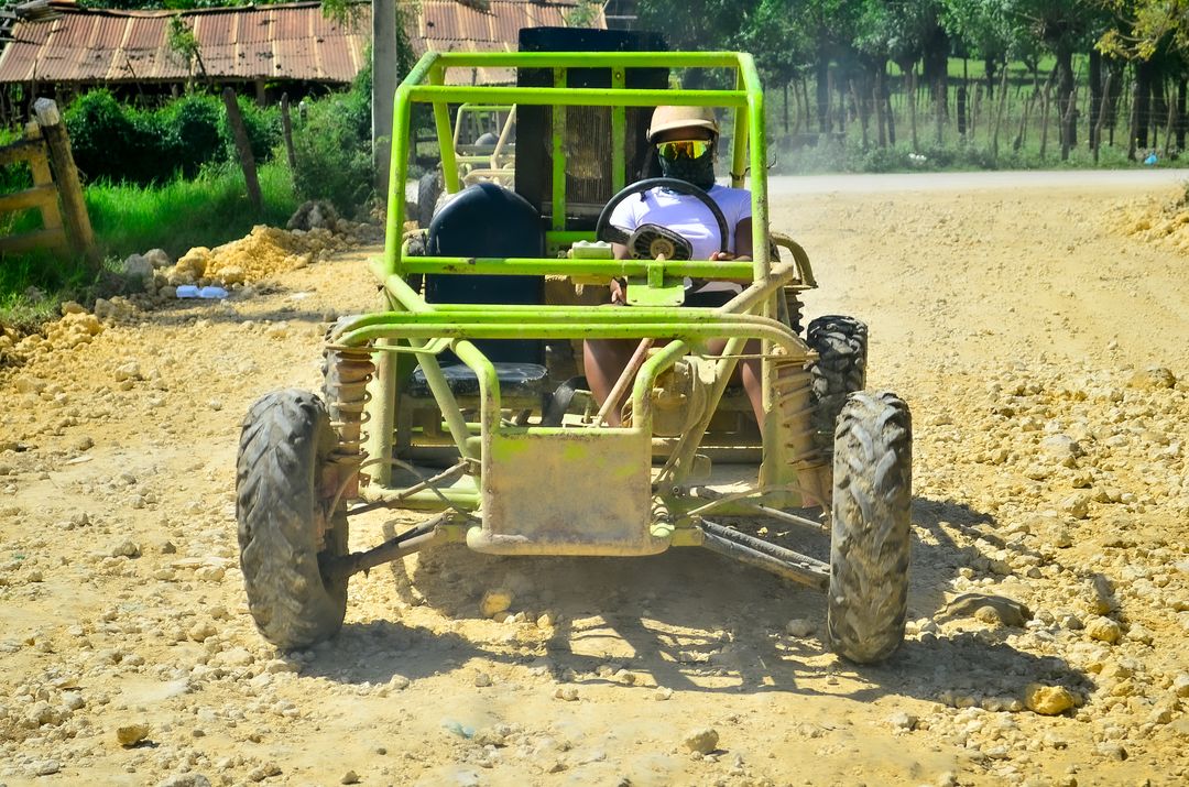 {BUGGY for 1 driver}    Get ready for a wild ride! You'll drive your own buggy through muddy trails, explore a hidden cave, visit a traditional Dominican house for local tastings (like coffee, cacao & mamajuana), and finish off with a swim at the stunning Macao Beach. Adventure, culture, and fun—all in one tour!