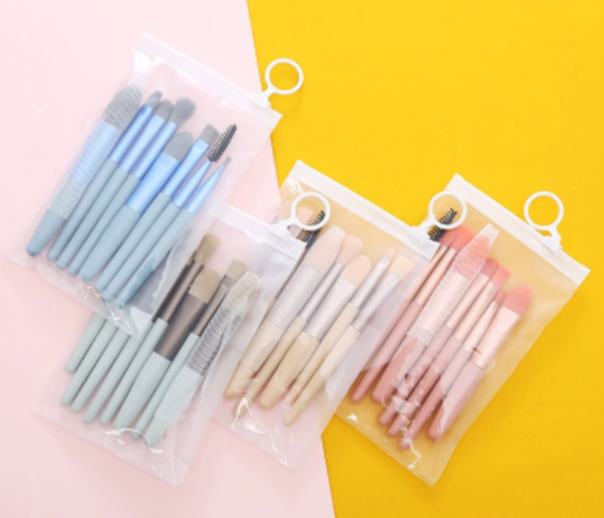 Mini Make Up Brushes (8 pcs Set) - Beige (Pack of 12 sets)