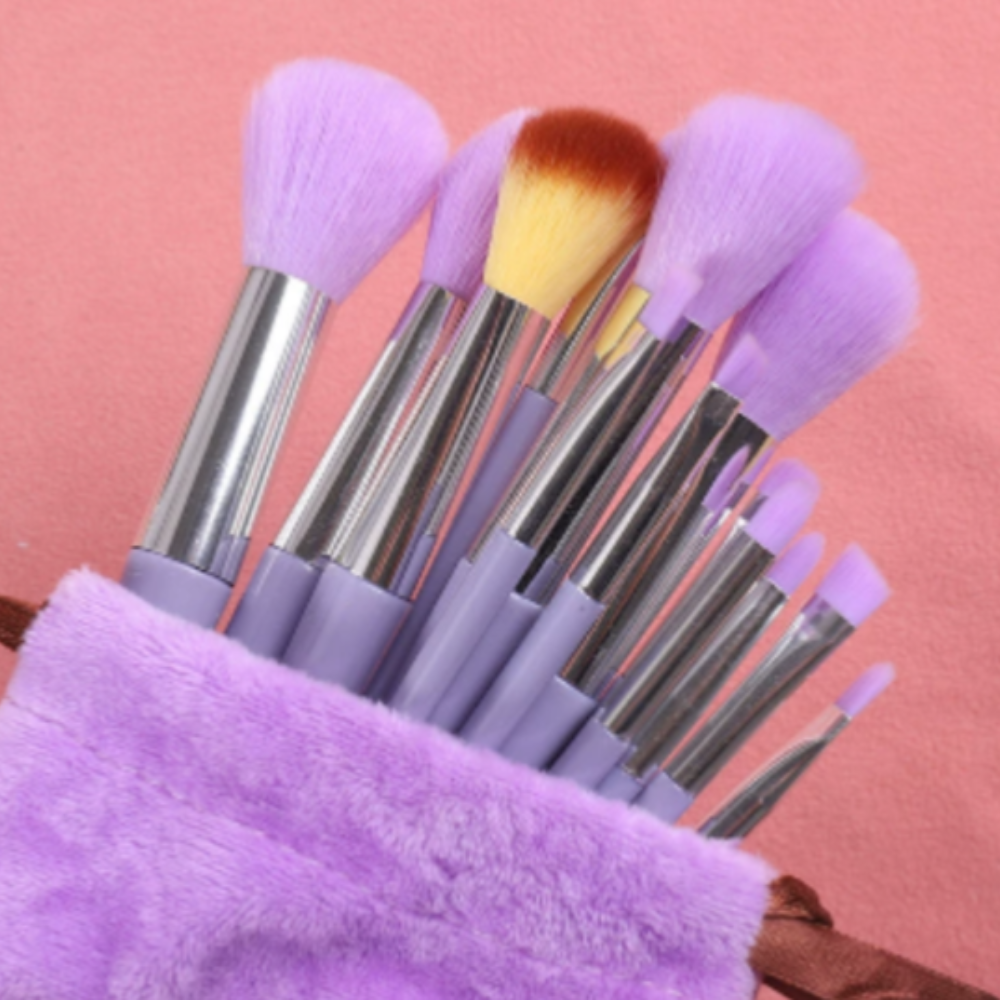 Make Up Brush 13 pcs set - Green (Comes in Drawstring Pouch) Minimum 12 sets per color