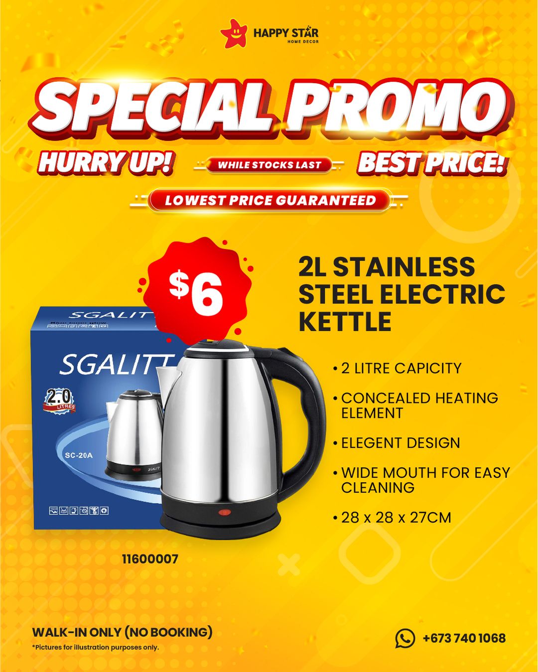 SGALITT Stainless Steel Kettle (2L)