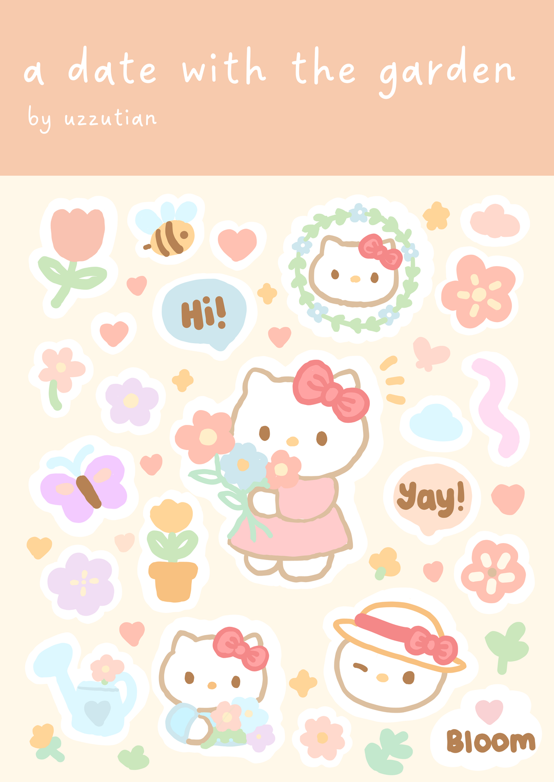 "A Date with The Garden" Sticker Sheet 🐱🌸🍀