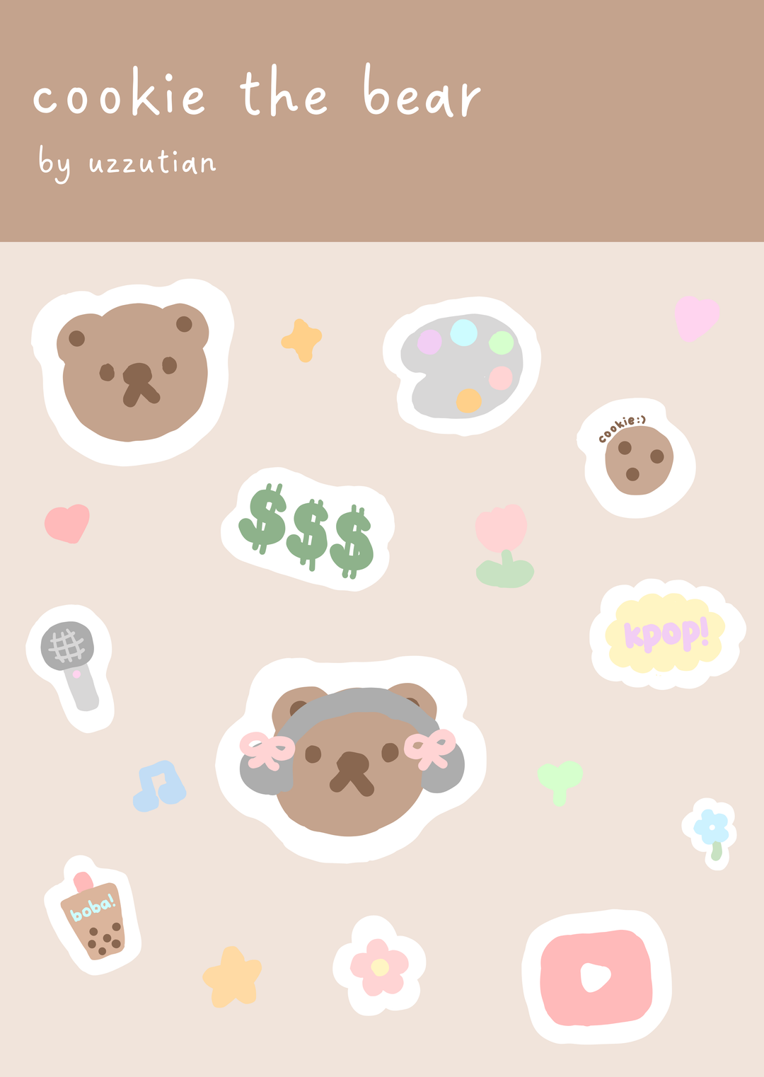 "Cookie the Bear" Sticker Sheet 🐻🍪