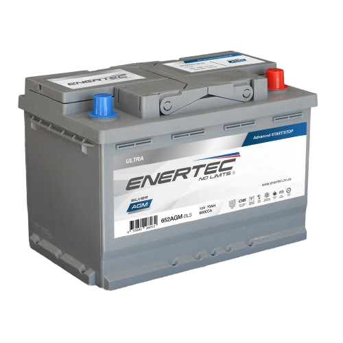 652AGM-BLS 12V 70Ah Enertec Silver AGM Automotive Battery.