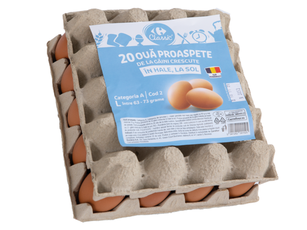 Oua marimea L 20 bucati Oua de la gaini crescute la sol Carrefour Classic (carrefour)